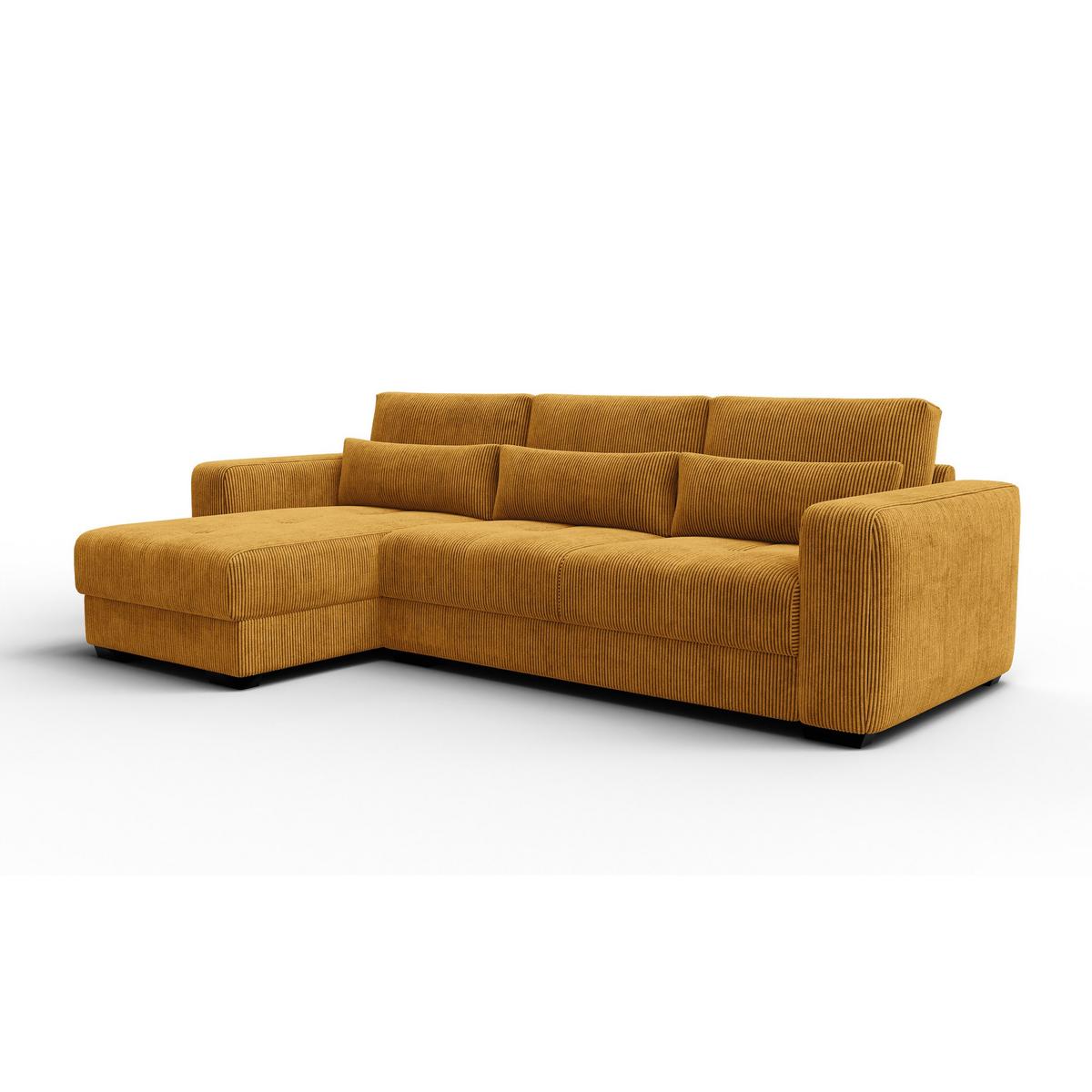 ECKSOFA OLI 4-Sitzer links, safran - Gelb, Holz/Textil (295/172cm) - Wozimo