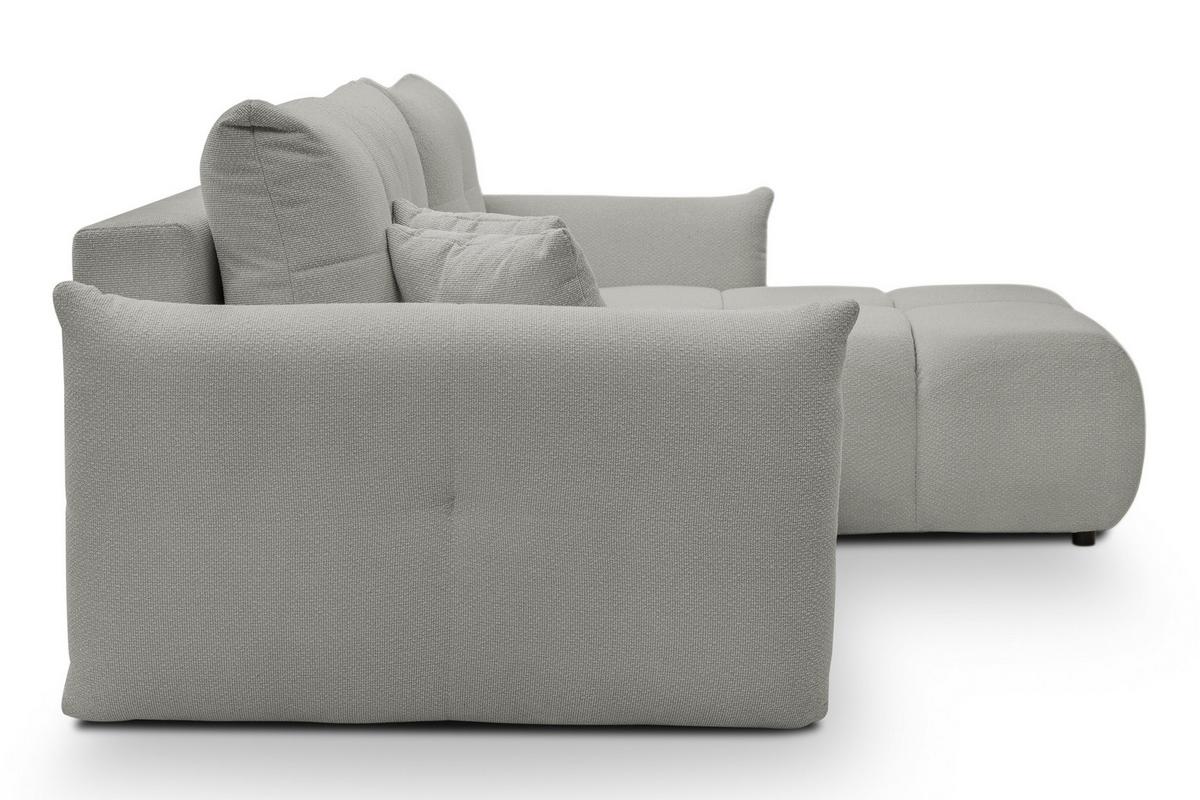 ECKSOFA MODA E Grau Geflochtener Stoff mit Schlaffunktion - Grau, Holz (257/177cm) - MASSENO