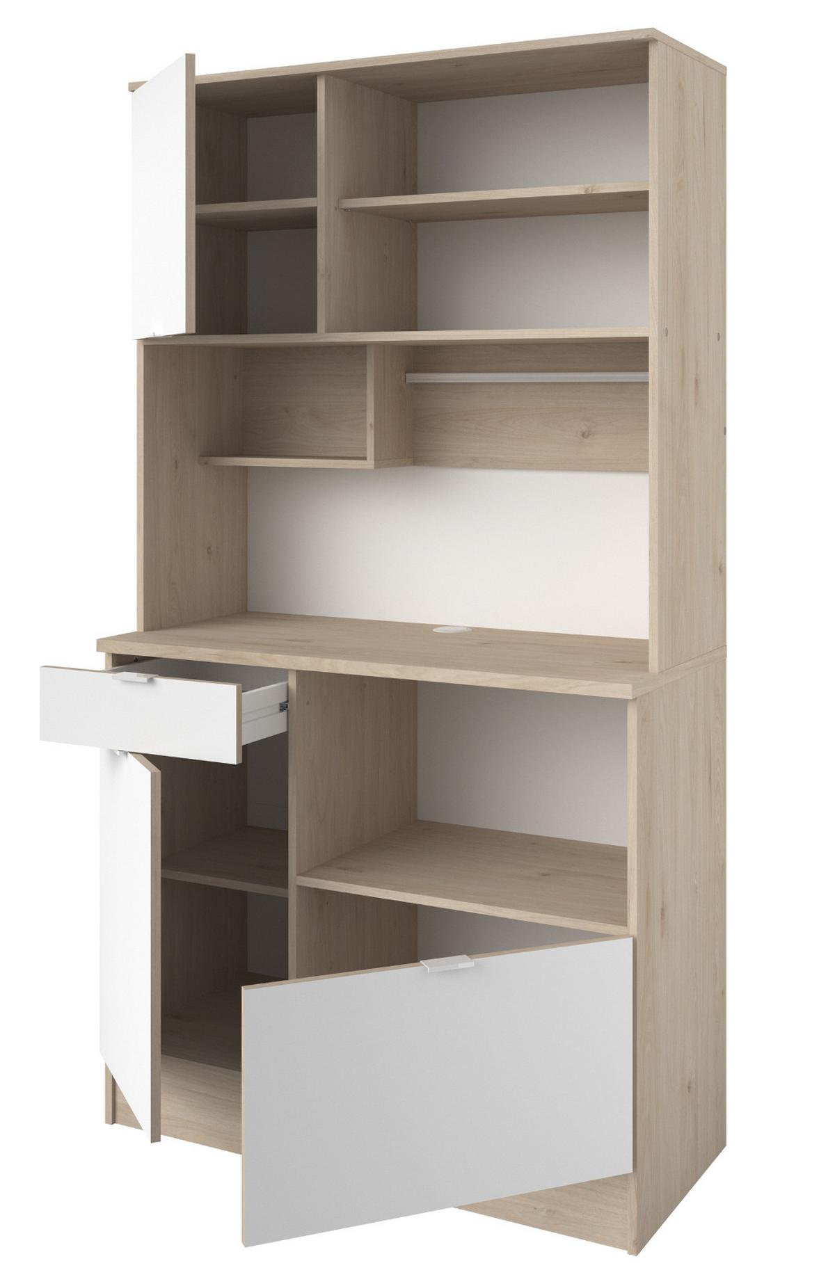 BUFFET Miniküche in weiß 100 x 184 cm, mit viel Stauraum - Multicolor/Weiß, Holzwerkstoff/Metall (100/184/45cm) - Parisot Meuble