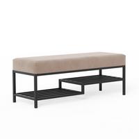 POLSTERBANK STEP 80 cm Schwarz / Beige ,Metallgestell - Beige, Textil/Metall (80/45/35cm) - Idohome