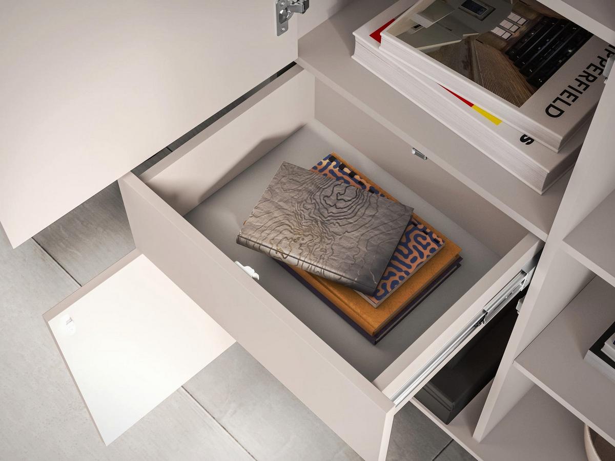 VITRINE Barnee 3-türig Kaschmirgrau, 92 cm - Taupe/Schwarz, Holzwerkstoff/Metall (150/91.6/40cm) - Selsey