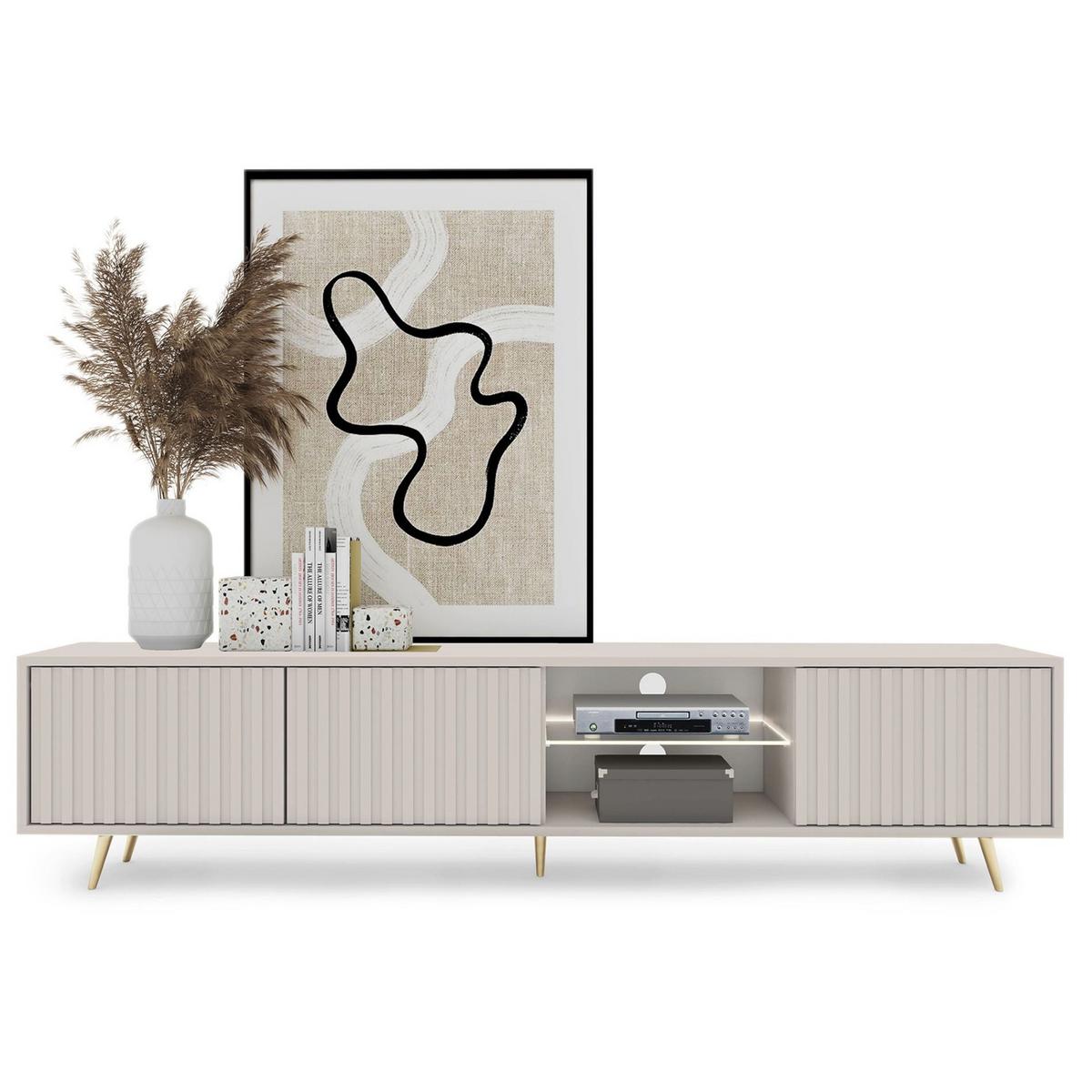 TV-LOWBOARD Bello Greige 175 cm - Taupe/Goldfarben, Holzwerkstoff/Metall (175/45/31.6cm) - Selsey