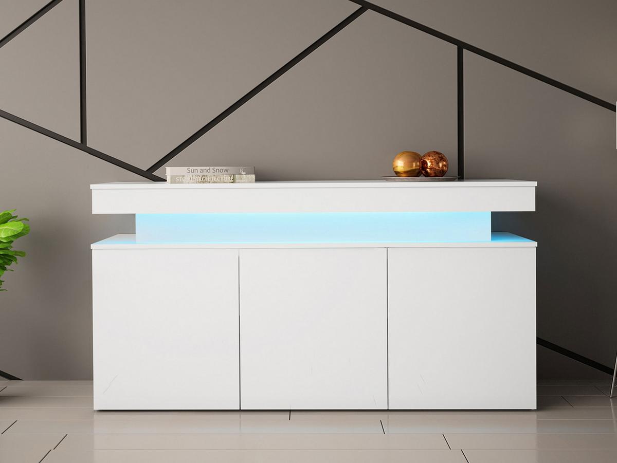 KOMMODE Glossa 3D 160 - Weiß, Holzwerkstoff/Kunststoff (160/83/39cm) - MIRJAN24