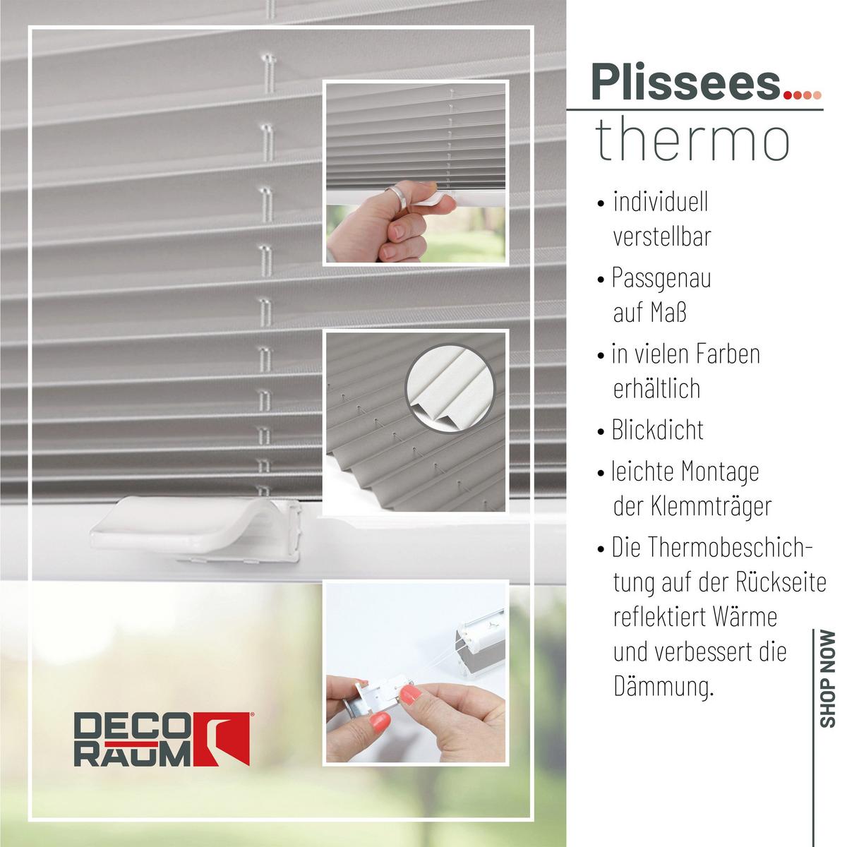 PLISSEE Thermo Basic 75 x 150cm Klemmfix ohne Bohren - Grau, Textil (75/150/150cm) - Deco-Raum