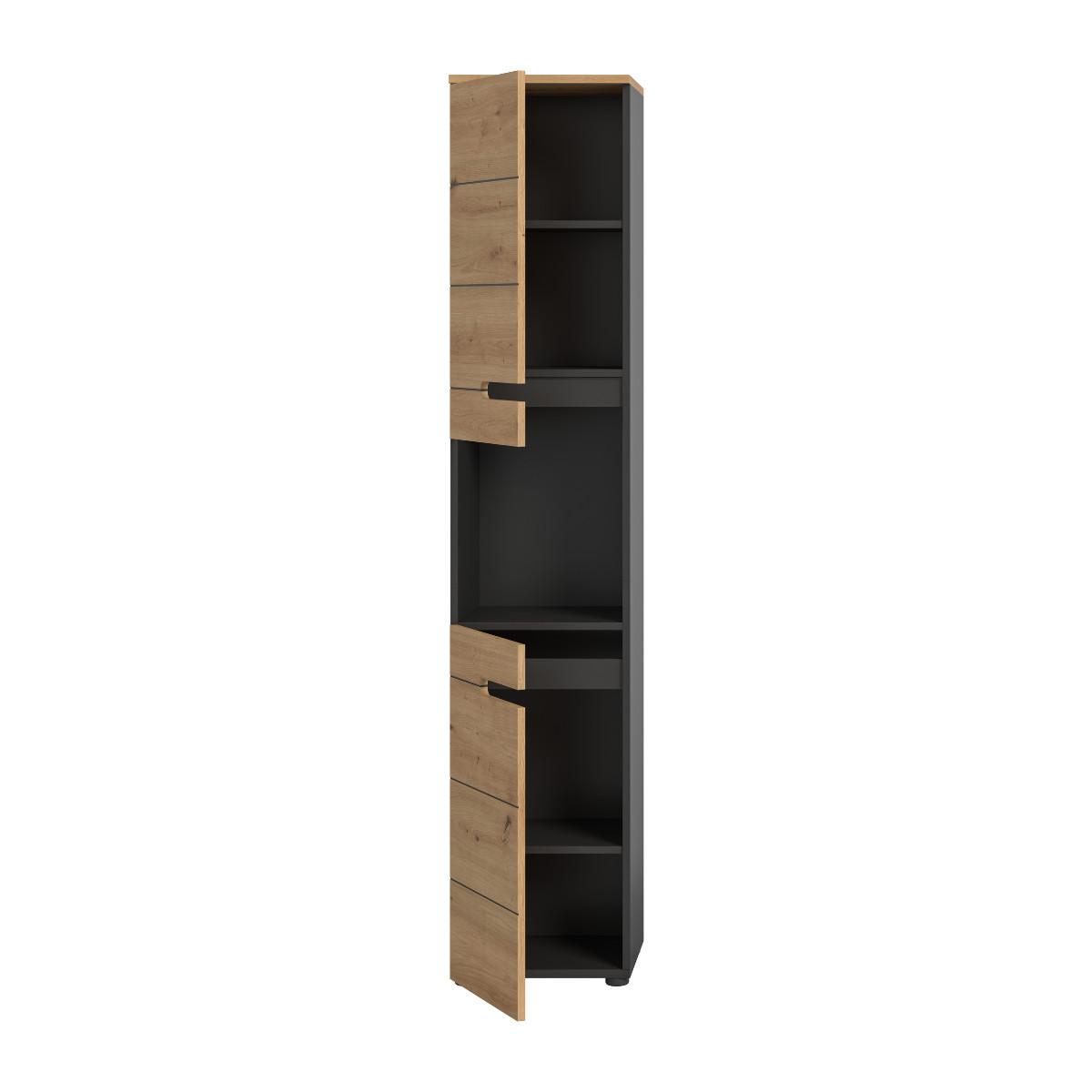 BADEZIMMERSCHRANK mit 2 Türen und 1 Nische 34/193/38 cm - Eschefarben, Holzwerkstoff (34/193/38cm) - Calicosy