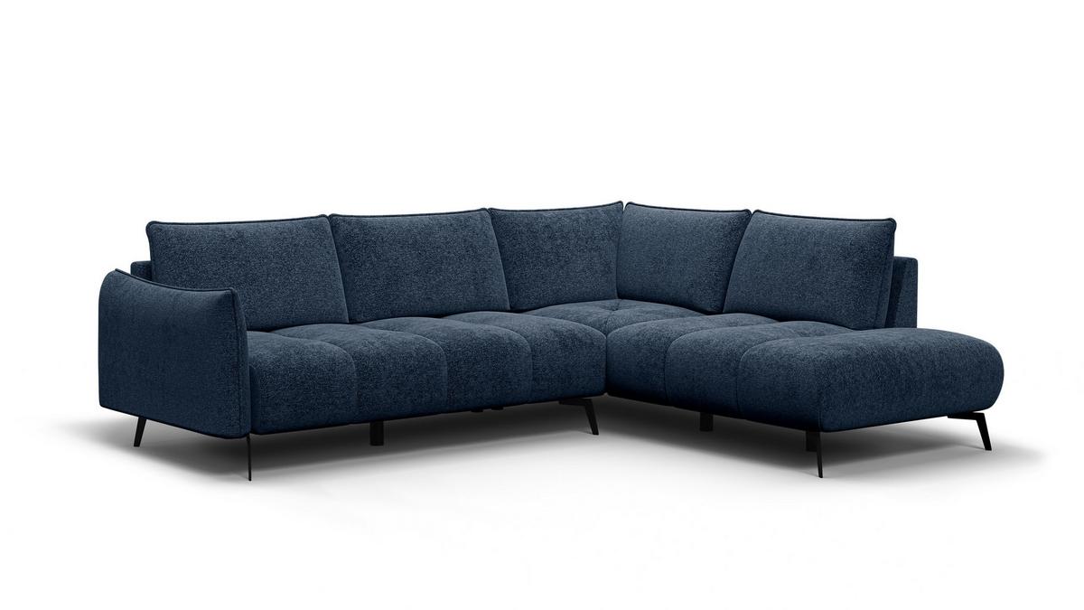 ECKSOFA AERA 5-Sitzer rechts, dunkelblau - Schwarz/Dunkelblau, Holz/Textil (268/206cm) - Wozimo