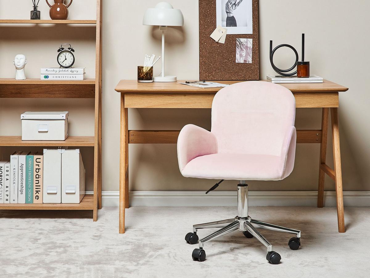 BÜROSTUHL Samtstoff Rosa Priddy - Pink, Textil/Metall (60/79/60cm) - Beliani