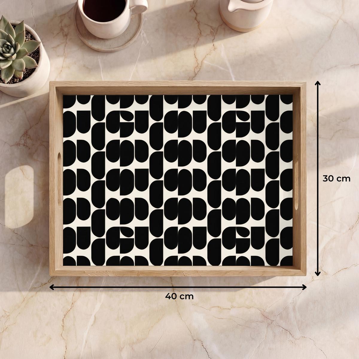 TABLETT Modern - Gemustert - Schwarz 40x30 cm - Schwarz, Holz (40/5/5cm) - OnlyWow