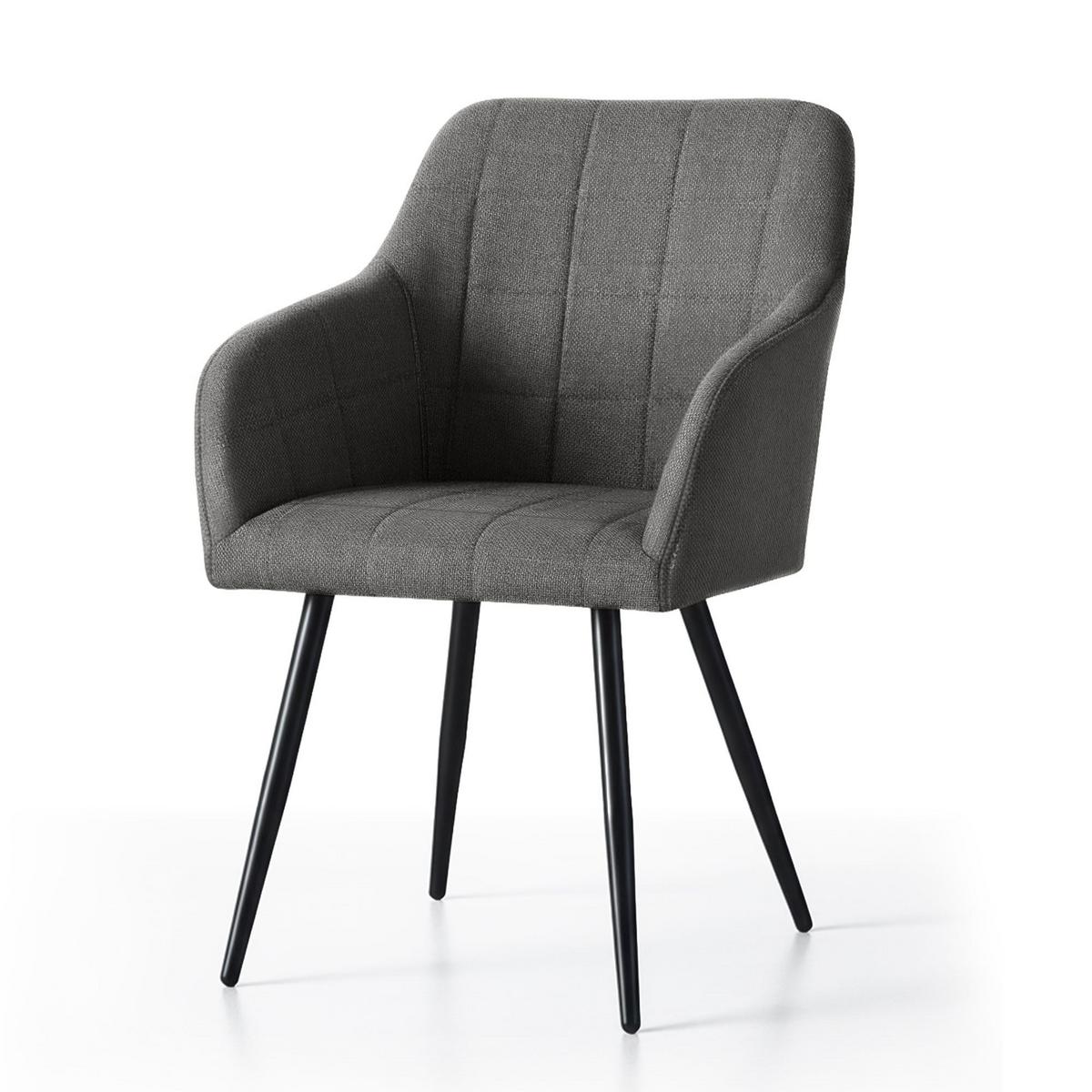 POLSTERSTUHL 6er Set, Metallbeine Graphit, Schwarz, x 54/82/58 - Schwarz, Textil (54/82/51cm) - RAUMHIRSCH FURNITURE