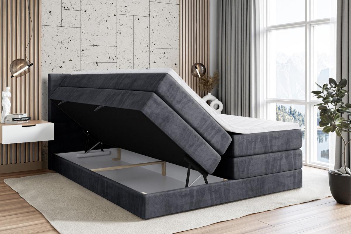 BOXSPRINGBETT ARDENI KING - 140x200 - H3/H4 - Dunkelgrau - Dunkelgrau, Holzwerkstoff (140/200cm) - ALTDECOR