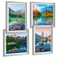 BILDER SET 4er Set - 50x50 cm & 40x60 cm Silberner Rahmen - Naturlandschaft der Bergseen - Silberfarben, Kunststoff (50/50cm) - TULUP