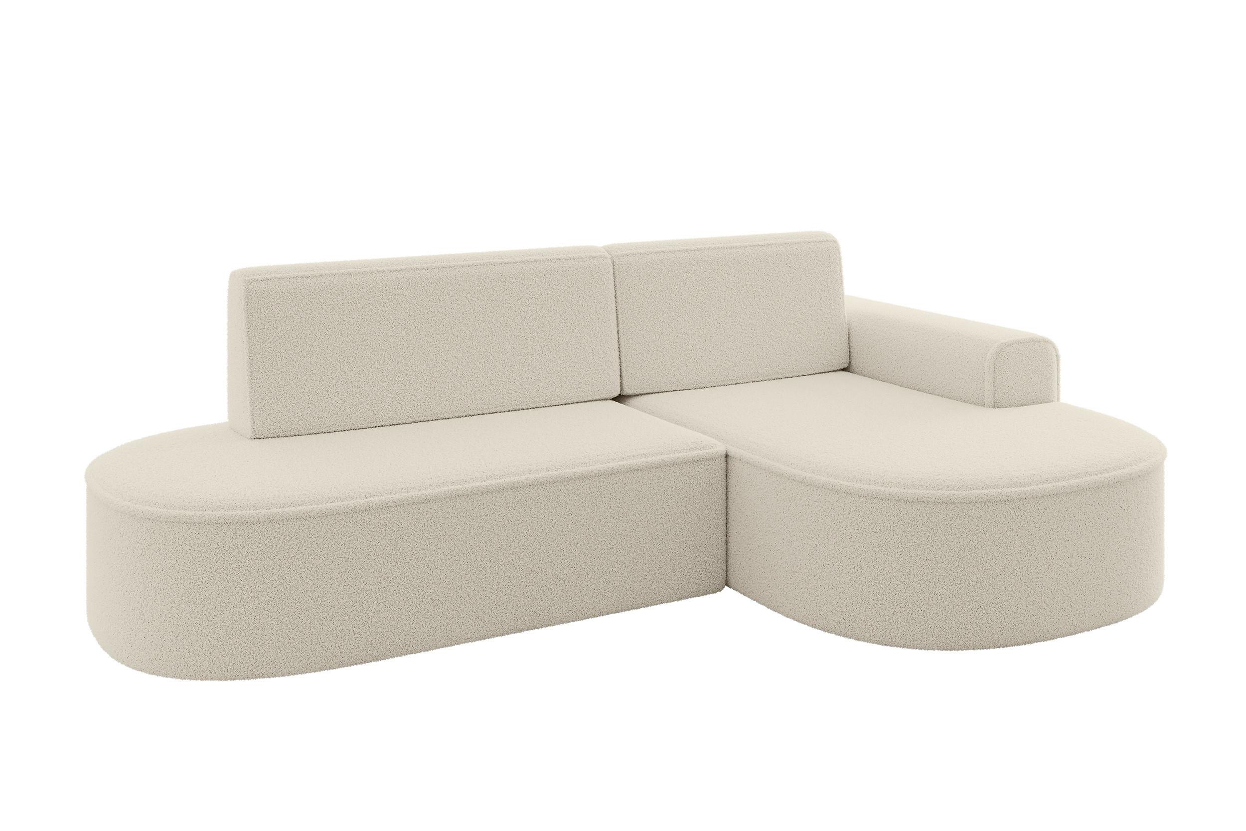 ECKSOFA mit Schlaffunktion und Bettkasten Ottomane Rechts MARI-L1-S - 283x167x85 cm Beige Bouclé - Beige/Schwarz, Holzwerkstoff/Kunststoff (167/283cm) - ALTDECOR