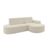 ECKSOFA mit Schlaffunktion und Bettkasten Ottomane Rechts MARI-L1-S - 283x167x73 cm Beige Bouclé - Beige/Schwarz, Holzwerkstoff/Kunststoff (167/283cm) - ALTDECOR