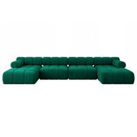 WOHNLANDSCHAFT modulares Sofa Tesso-U2 - 380x160x70 cm Dunkelgrün Velours - Dunkelgrün, Holzwerkstoff/Textil (380/70/160cm) - ALTDECOR
