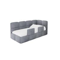 EINZELLBETT Jugendbett mit Bettkasten, Links - KIVY 90x200 Grau - Grau, Holzwerkstoff/Textil (90/200cm) - ALTDECOR
