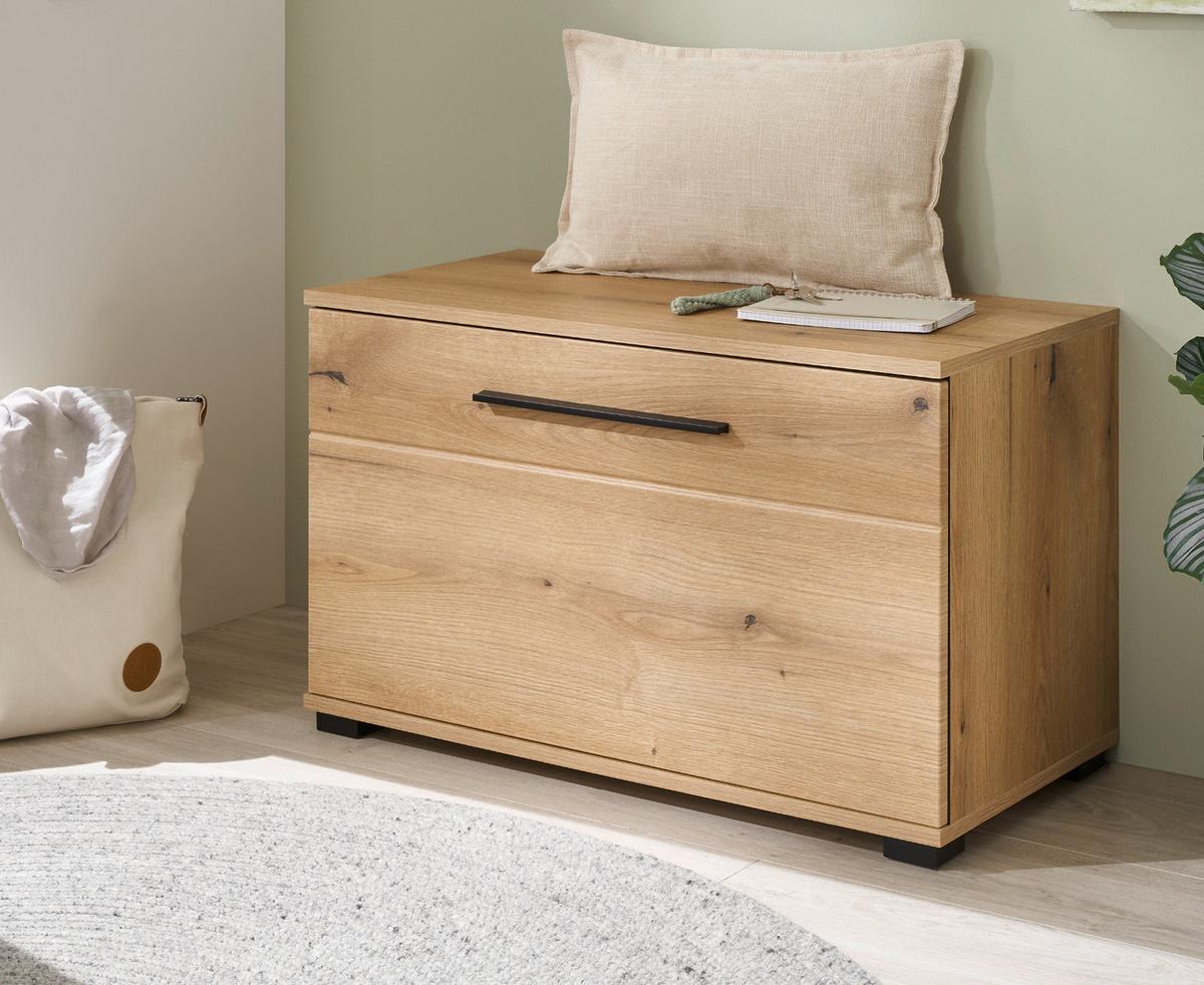 GARDEROBENBANK Evoke Eiche 80 cm, Sitzbank mit Stauraum - Eichefarben/Schwarz, Holzwerkstoff/Kunststoff (80/50/40cm) - Furn.Design