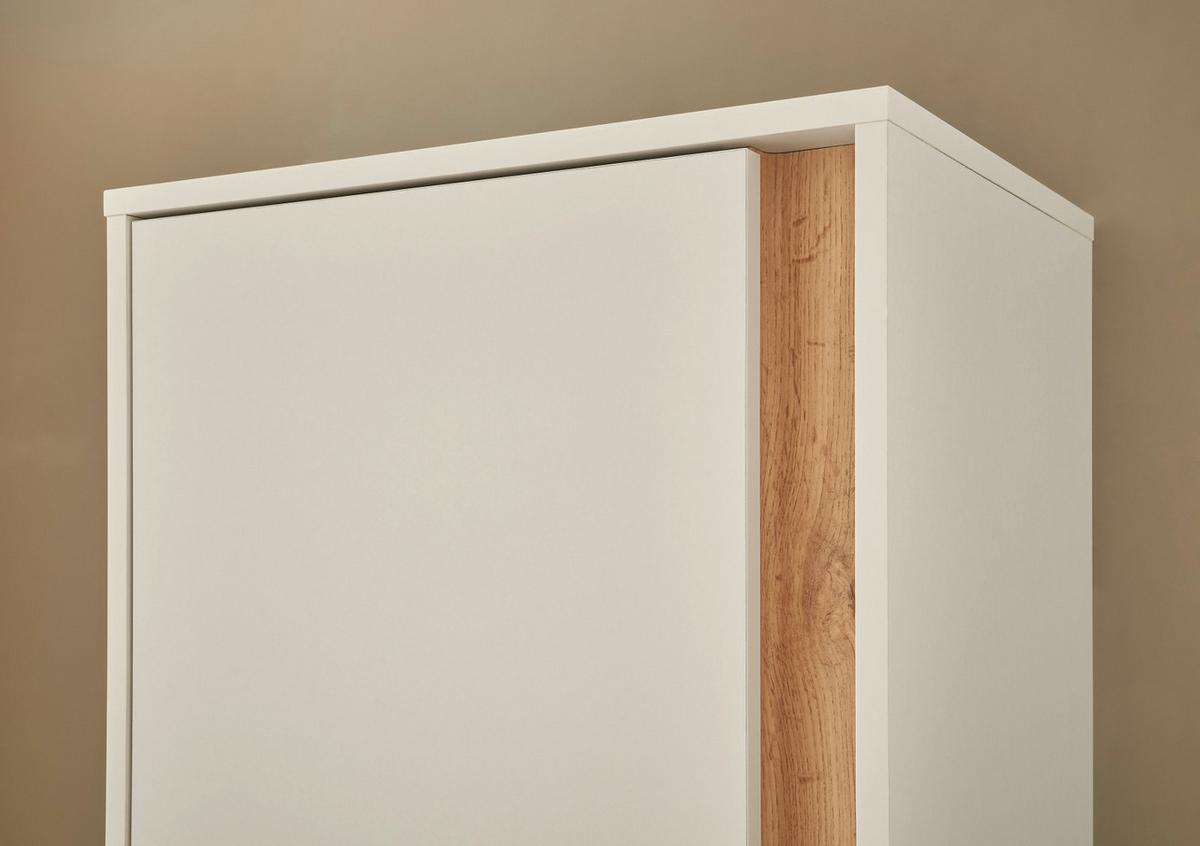 GARDEROBEN-SET 5-teilig weiß, Eiche Wotan 230 cm, Flurgarderobe mit 17 Fächer, inkl. Sitzkissen - Eiche Wotan/Schwarz, Glas/Holzwerkstoff (230/200/40cm) - Furn.Design