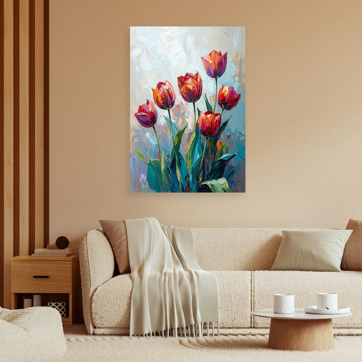 LEINWANDBILD Blumen 40x60cm - Rot, Textil (40/60cm) - Feeby