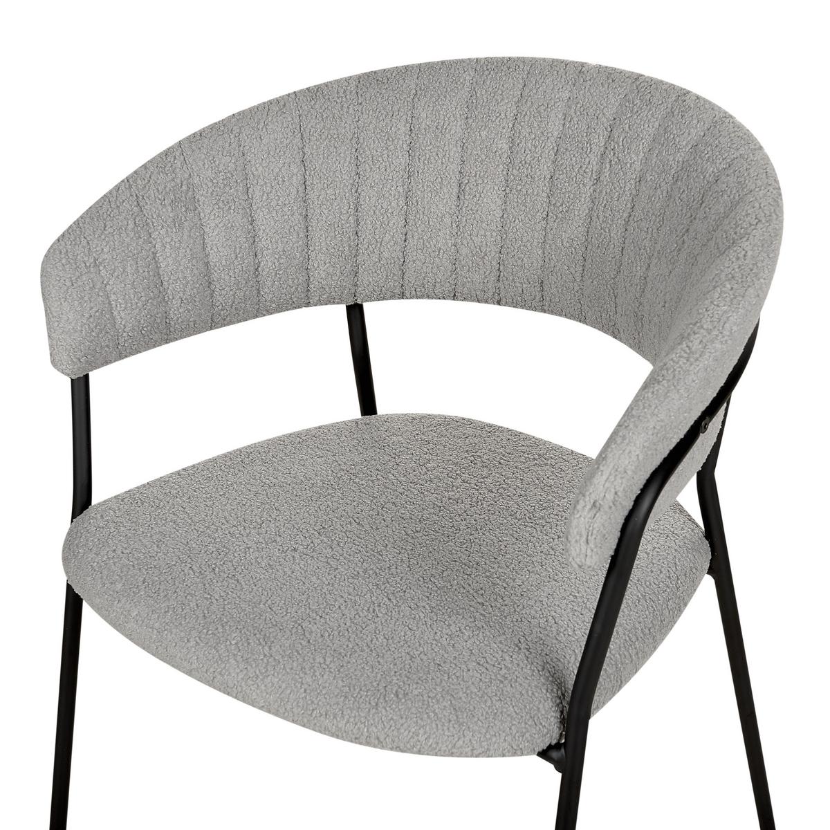 ESSZIMMERSTUHL 2er-Set Bouclé grau Mariposa - Schwarz/Grau, Textil (55/78/55cm) - Beliani