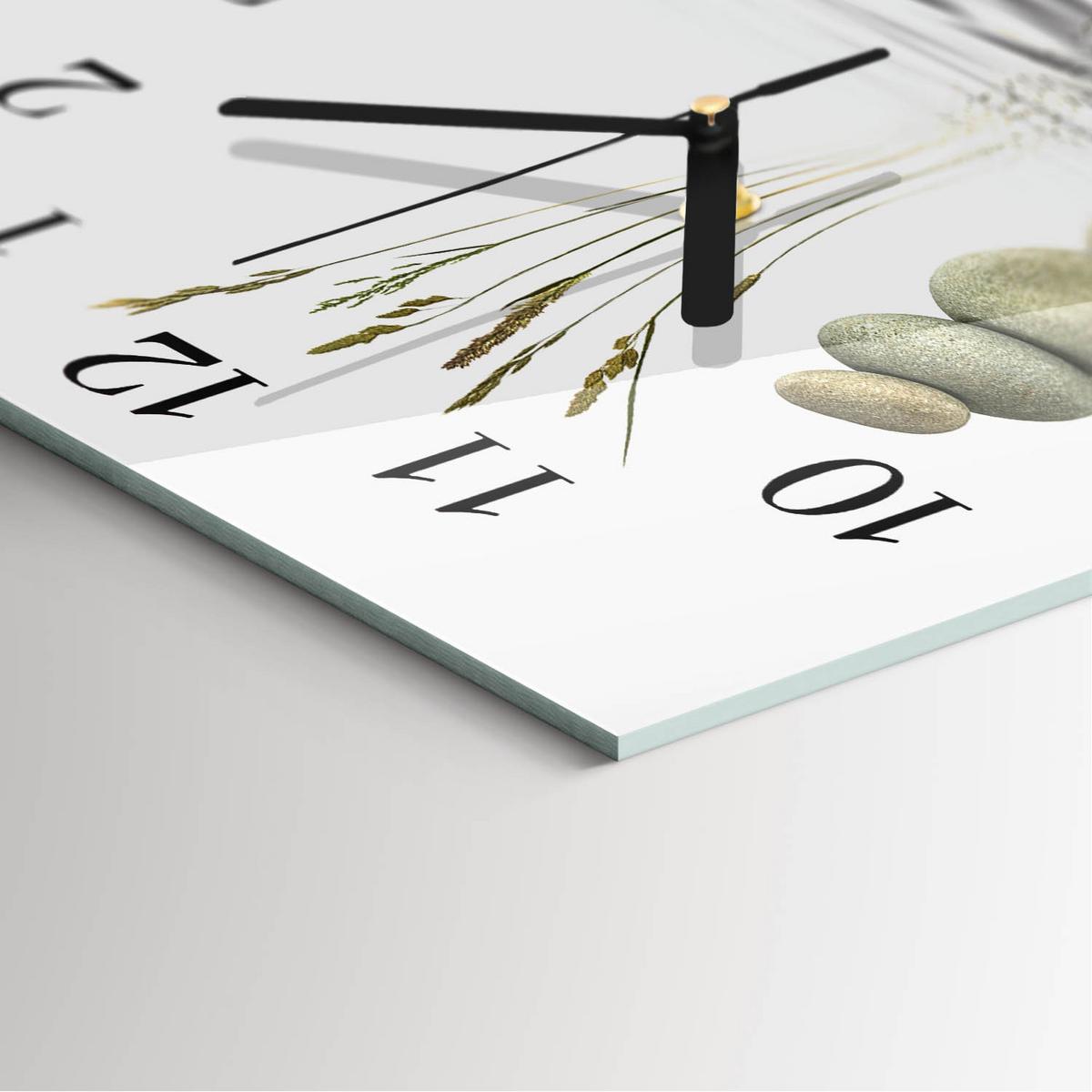 WANDUHR aus Glas 30x30 cm - Steine - Weiß, Glas (30/30/0.4cm) - TULUP