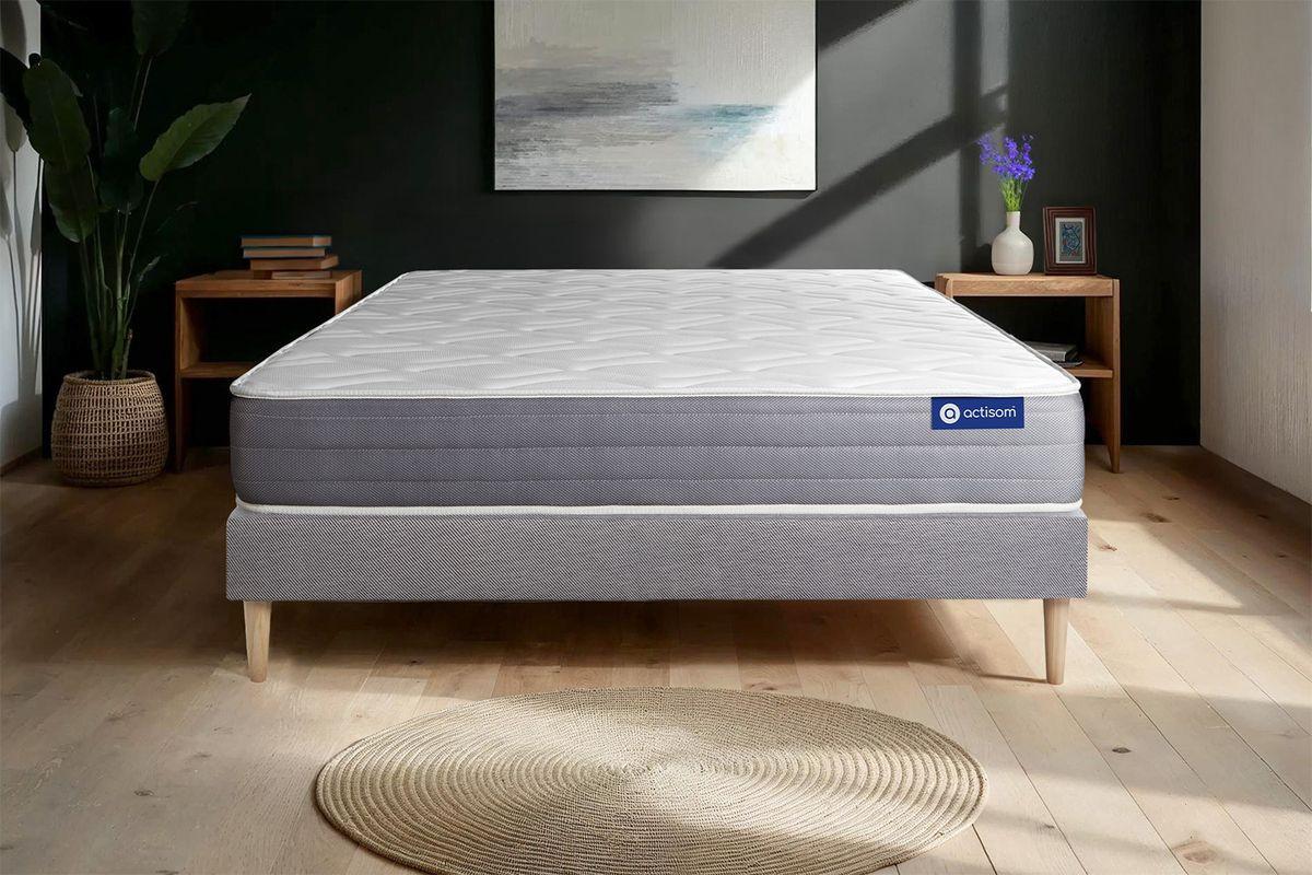 BETT Actilatex dream Latex und Memory-Schaum 80 x 200 cm h2 - Kit Bettgestell Grau - Beige/Grau, Karton/Holz (80/200cm) - ACTISOM
