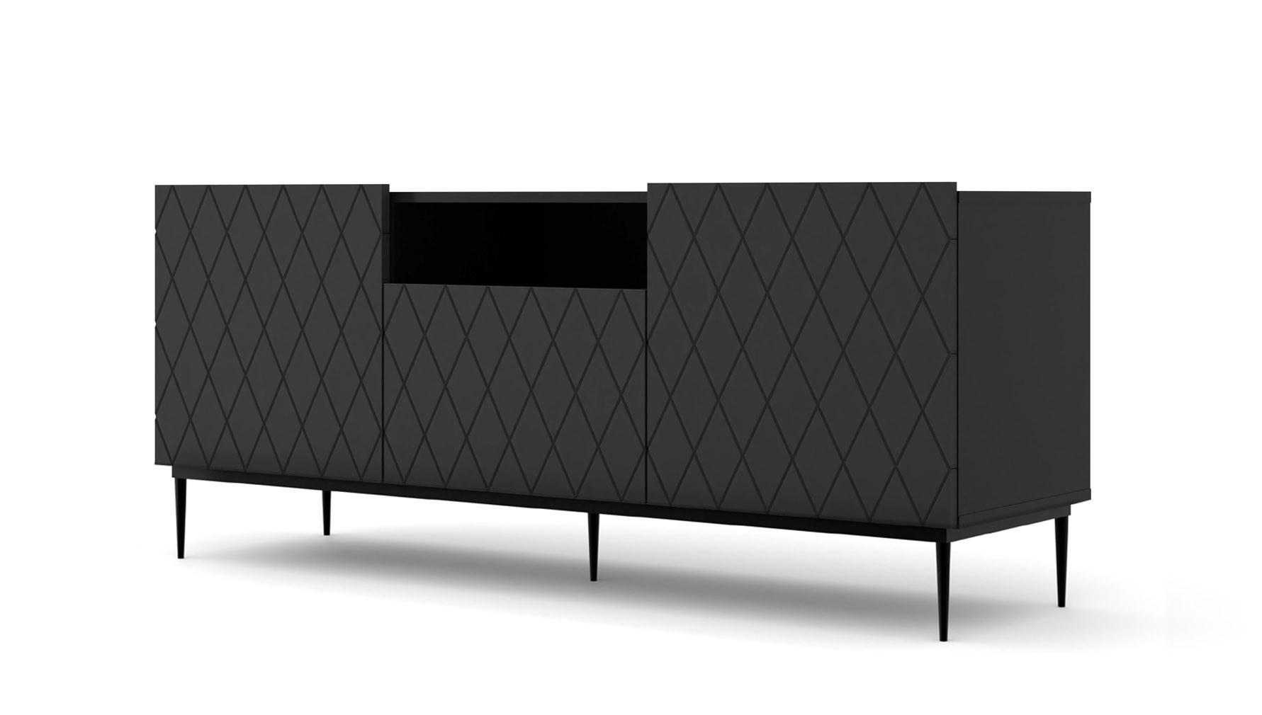 TV LOWBOARD Schwarz, Schwarz 145/60/40 - Anthrazit/Schwarz, Holzwerkstoff (145/60/40cm) - RAUMHIRSCH FURNITURE