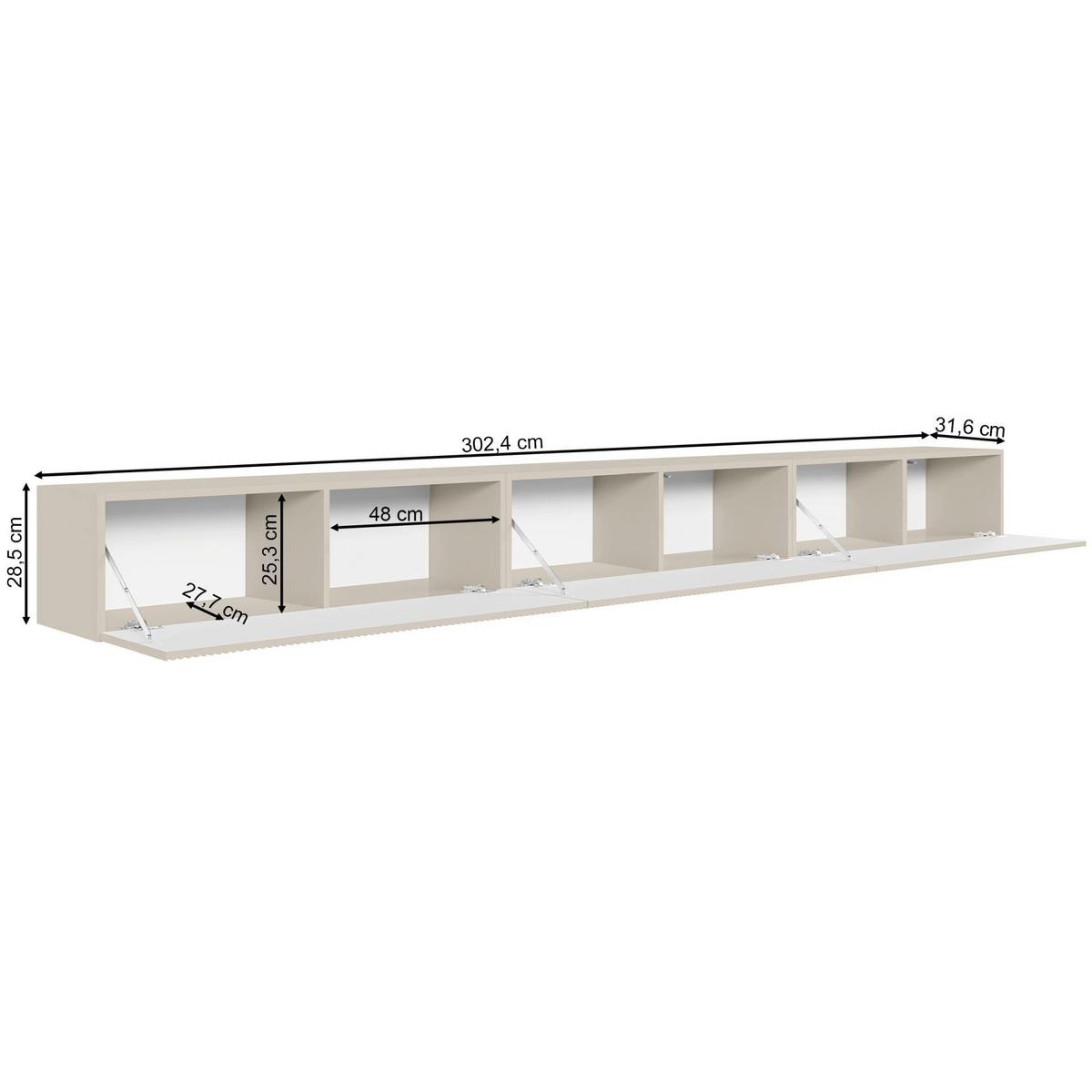 TV-LOWBOARD Veldio hängend Greige 300 cm - Taupe, Holzwerkstoff (302.4/28.5/31.6cm) - Selsey