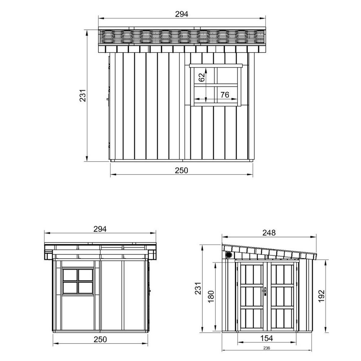 GARTENHAUS 5,9 m² - H231x248x294 cm - Ohne Boden und Seitenwand – M938B-TERRA BROWN - Hellbraun, Holz (236/231/250cm) - Timbela