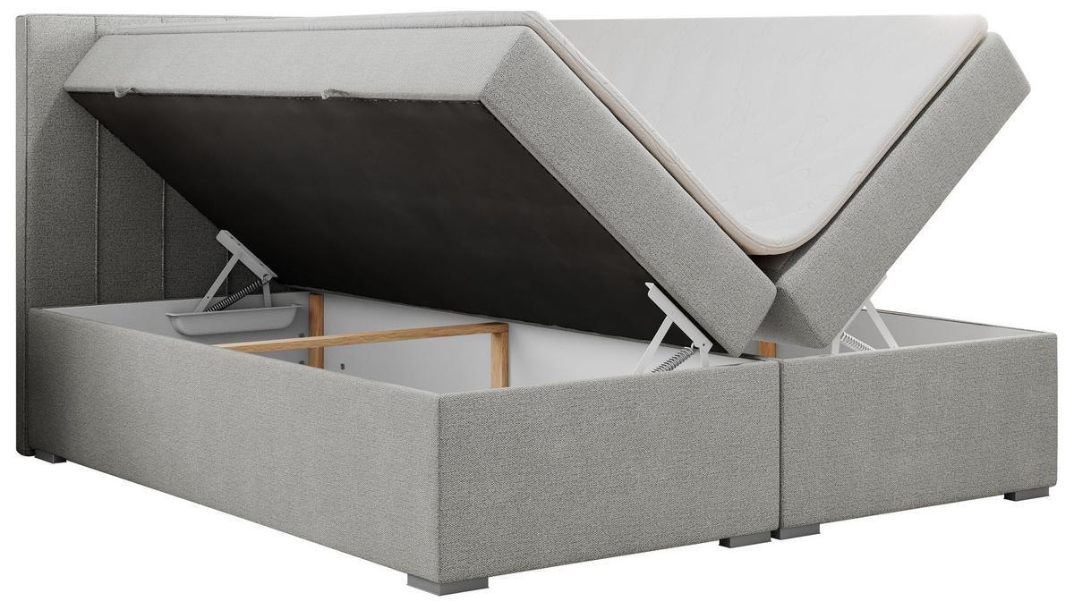 BOXBETT ALLY 120/200 Hellgrau Struktur - H4 - Hellgrau, Holz/Textil (120/200cm) - MKS