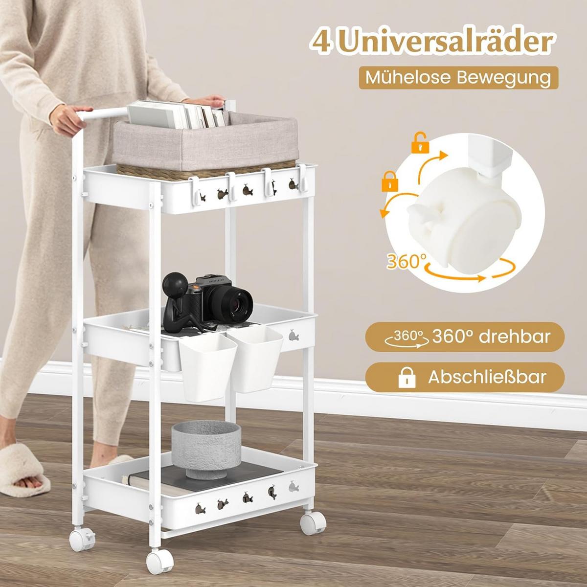 SERVIERWAGEN Weiß - Weiß, Kunststoff (42/83/29cm) - COSTWAY
