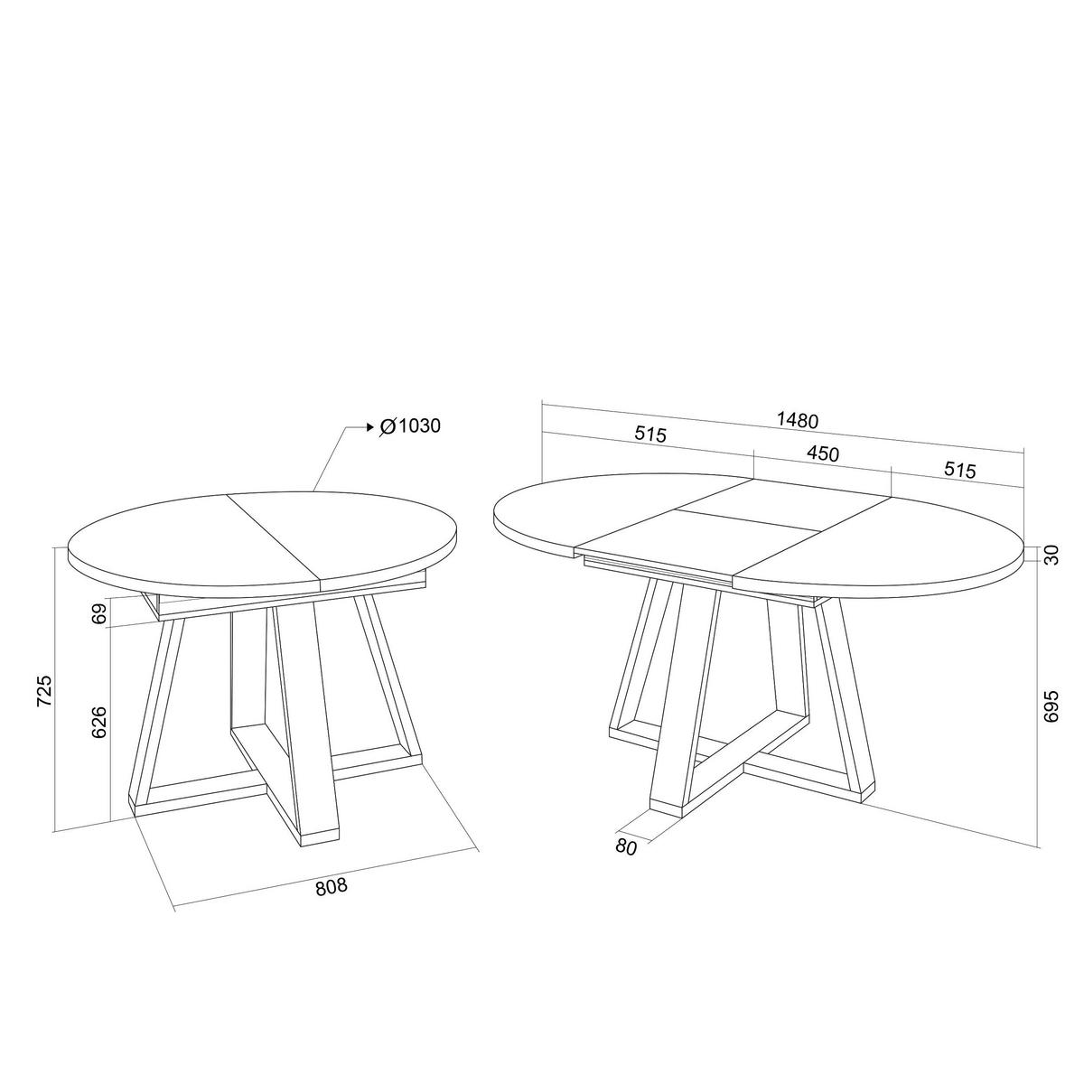 ESSTISCH, Konsolentisch, Eiche, 103/103/73cm, Für 6 Gäste - Braun, Holzwerkstoff (103/103/73cm) - Skraut Home