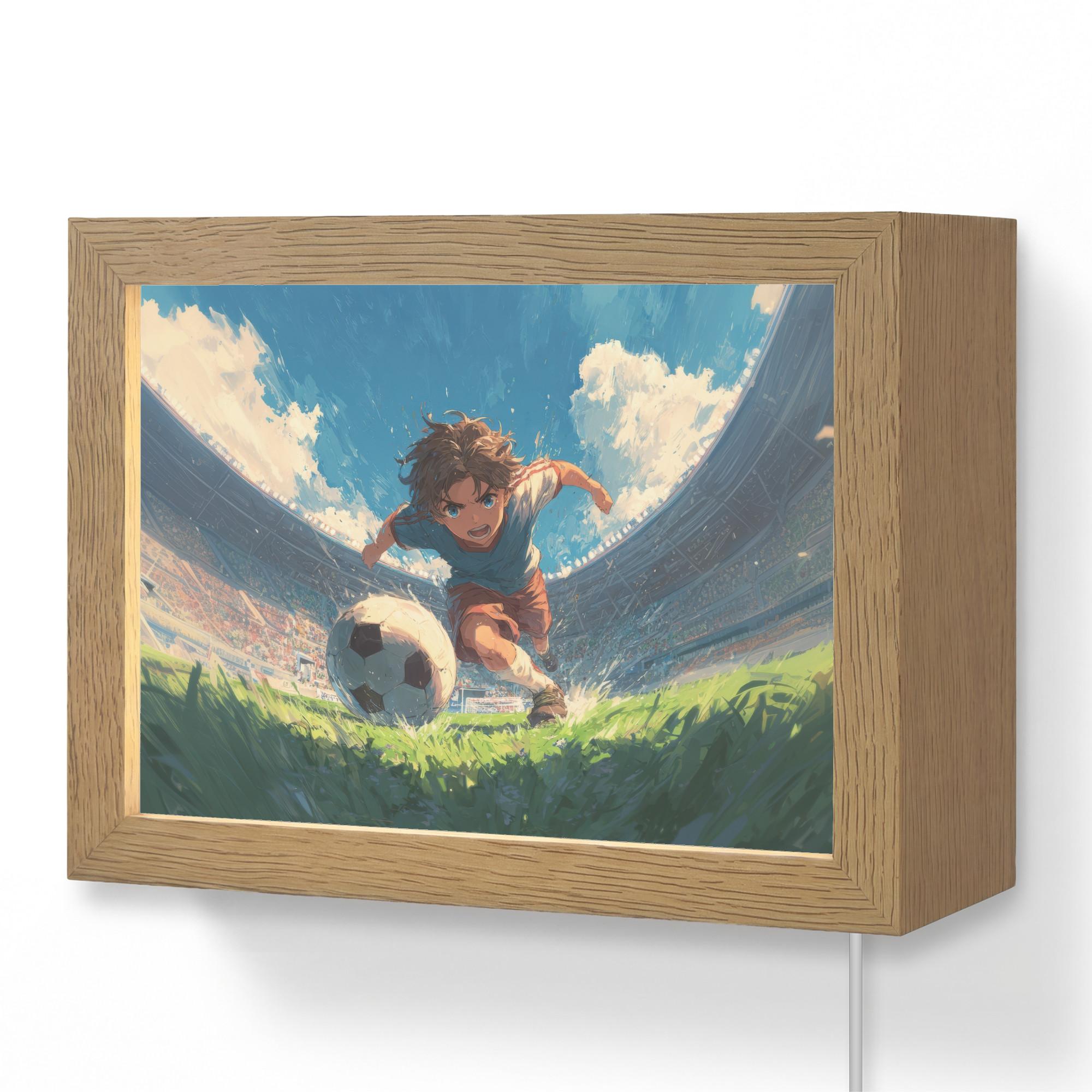 WANDLEUCHTE Stadion - Fußballer - Ball 20x15 cm - Blau, Holzwerkstoff (20/15/8cm) - OnlyWow