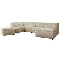 WOHNLANDSCHAFT MODARO U 6M - Beige Velvet - Rechts - Beige/Schwarz, Textil (345/78/180cm) - MKS