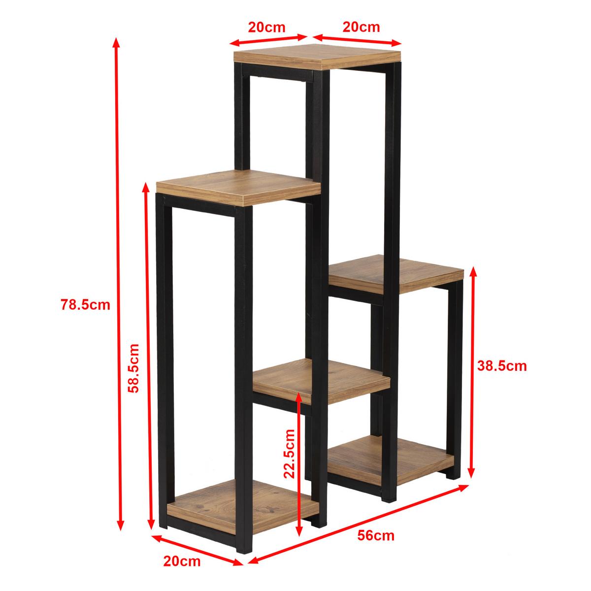 PFLANZENREGAL Rosenholm - Schwarz/Braun, Holzwerkstoff/Metall (20/56/78.5cm) - [en.casa]