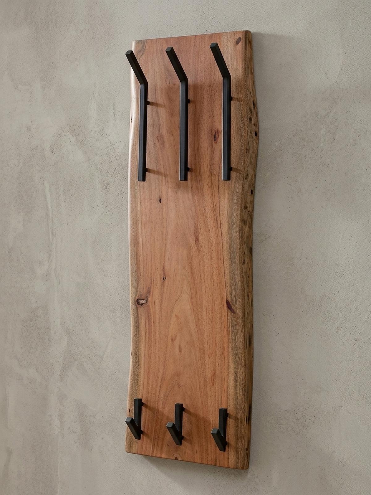 WANDGARDEROBE Akazie Massivholz Metall Modern 35,5x11x100 cm mit Naturkante - Beige, Holz (35/100/11cm) - KADIMA DESIGN