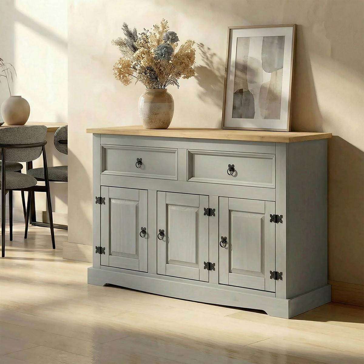SIDEBOARD TEQUILA grau/braun - Braun/Grau, Holz (133/85/44cm) - IDIMEX