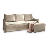 ECKSOFA PERUSI Beige Kordstoff mit Schlaffunktion - Beige/Grau, Holz/Kunststoff (206/143cm) - MASSENO