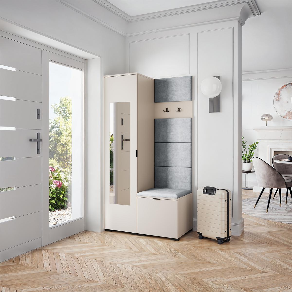 GARDEROBENSCHRANK VIRA 95/181/51 cm Modern Kaschmir - Kaschmir/Hellgrau, Holzwerkstoff (95/181/51cm) - MASSENO