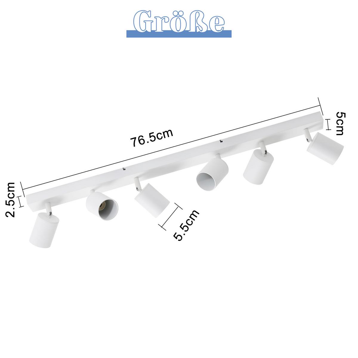DECKENSTRAHLER Roger 6-flammig 77/3/14 cm - Weiß, Metall (77/3/14cm) - Nettlife