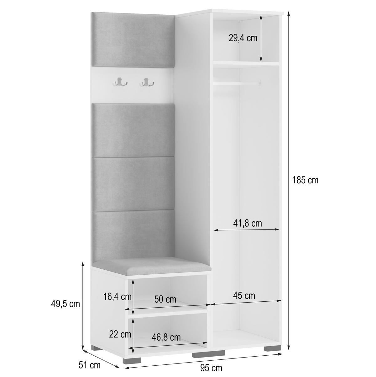 GARDEROBENSCHRANK LORI 95/181/51 cm Modern Eichefarben - Eichefarben/Beige, Holzwerkstoff (95/181/51cm) - MASSENO