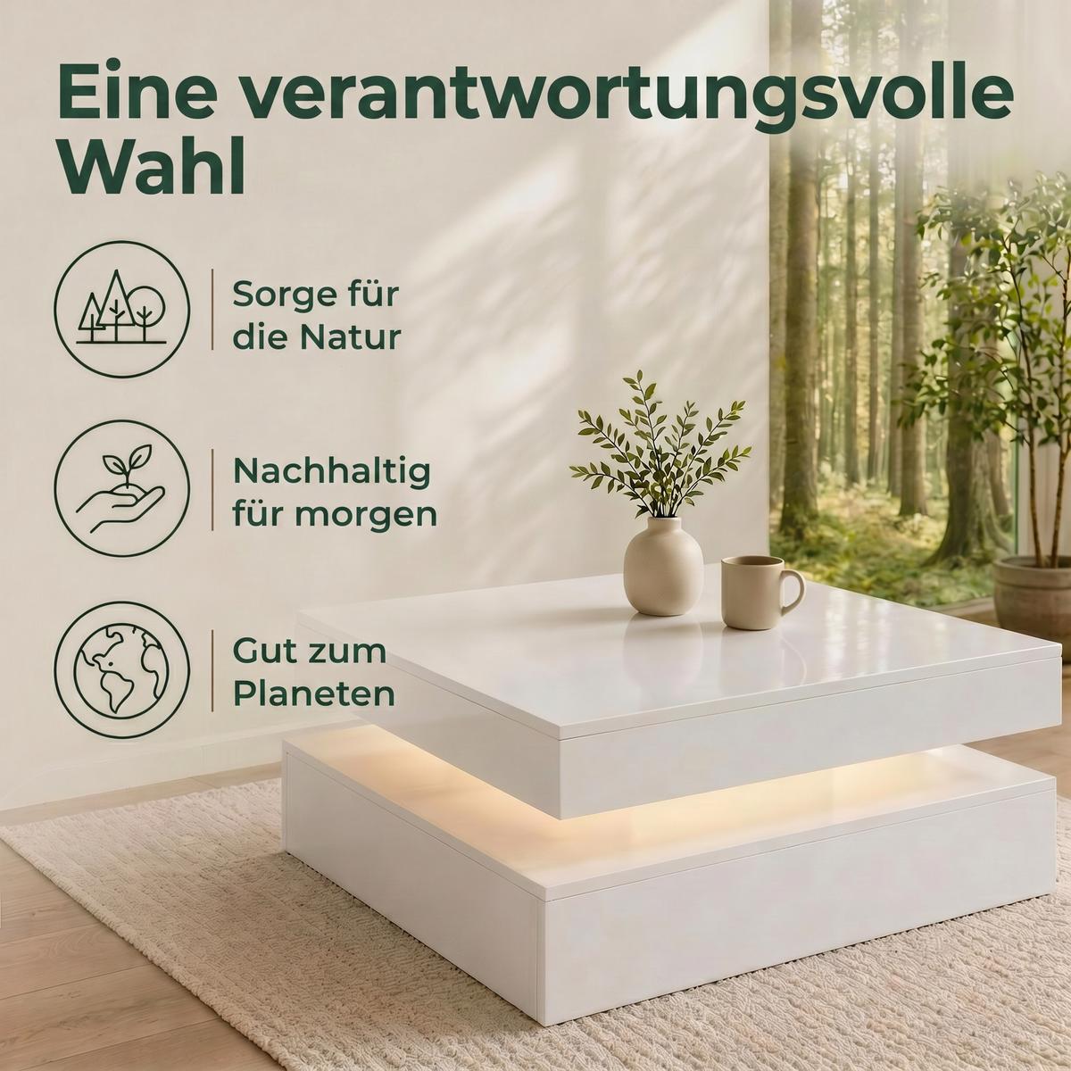 COUCHTISCH MDF Weiß - Weiß Hochglanz, Holzwerkstoff (78/78/40cm) - HOMCOM