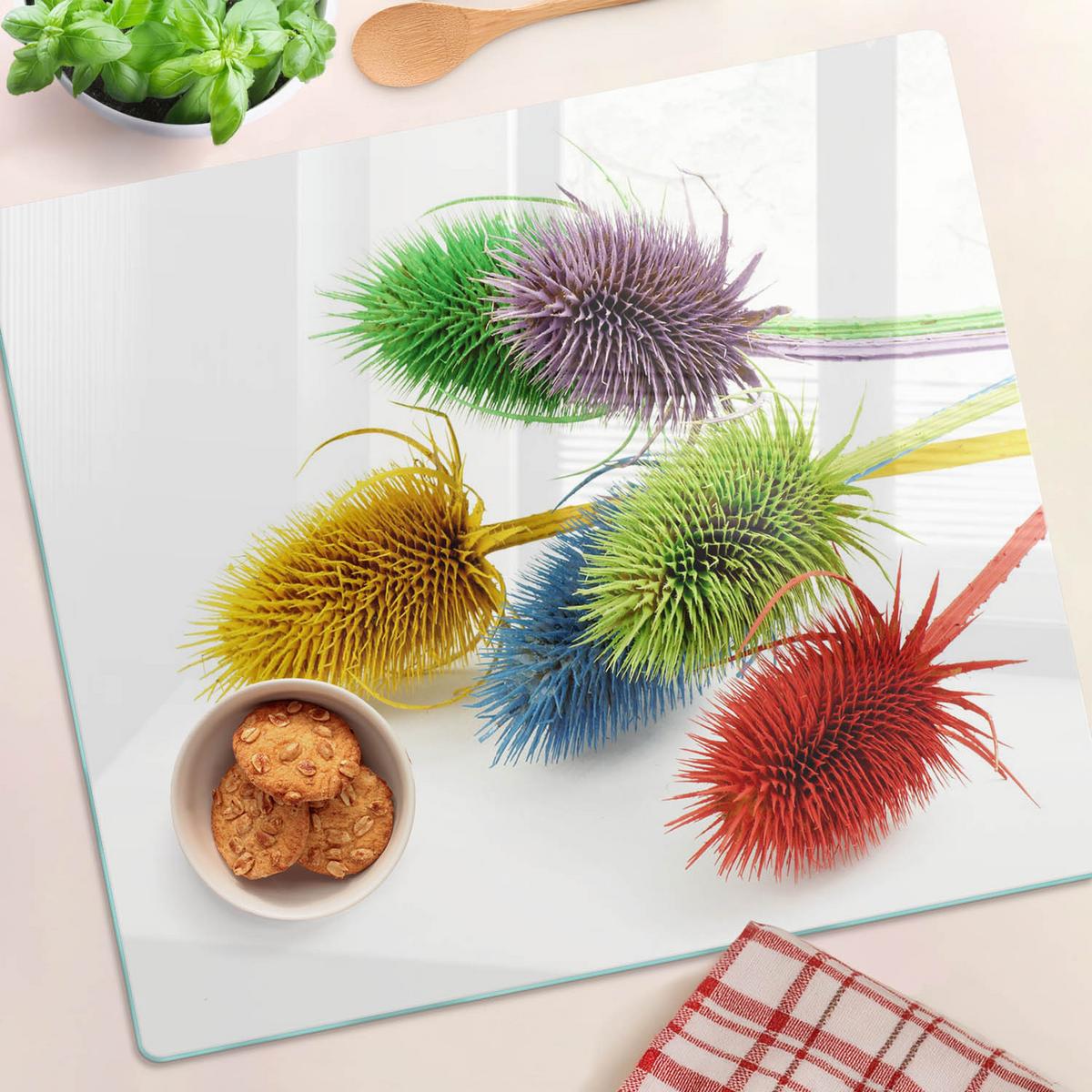 GLASPLATTE 60x52 cm Distel - Multicolor, Glas (60/0.4/52cm) - TULUP
