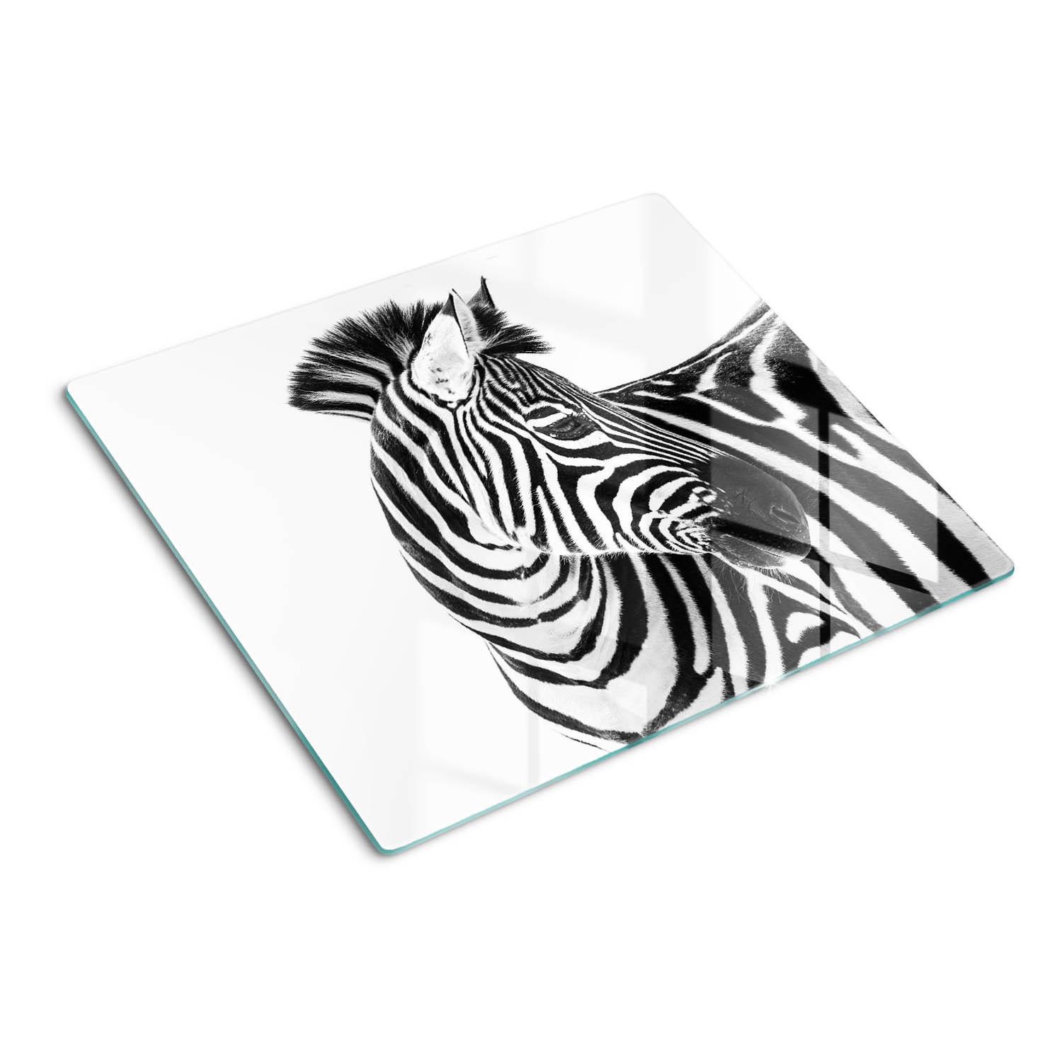 GLASPLATTE 60x52 cm Zebra im Schnee - Schwarz, Glas (60/0.4/52cm) - TULUP