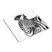 GLASPLATTE 60x52 cm Zebra im Schnee - Schwarz, Glas (60/0.4/52cm) - TULUP