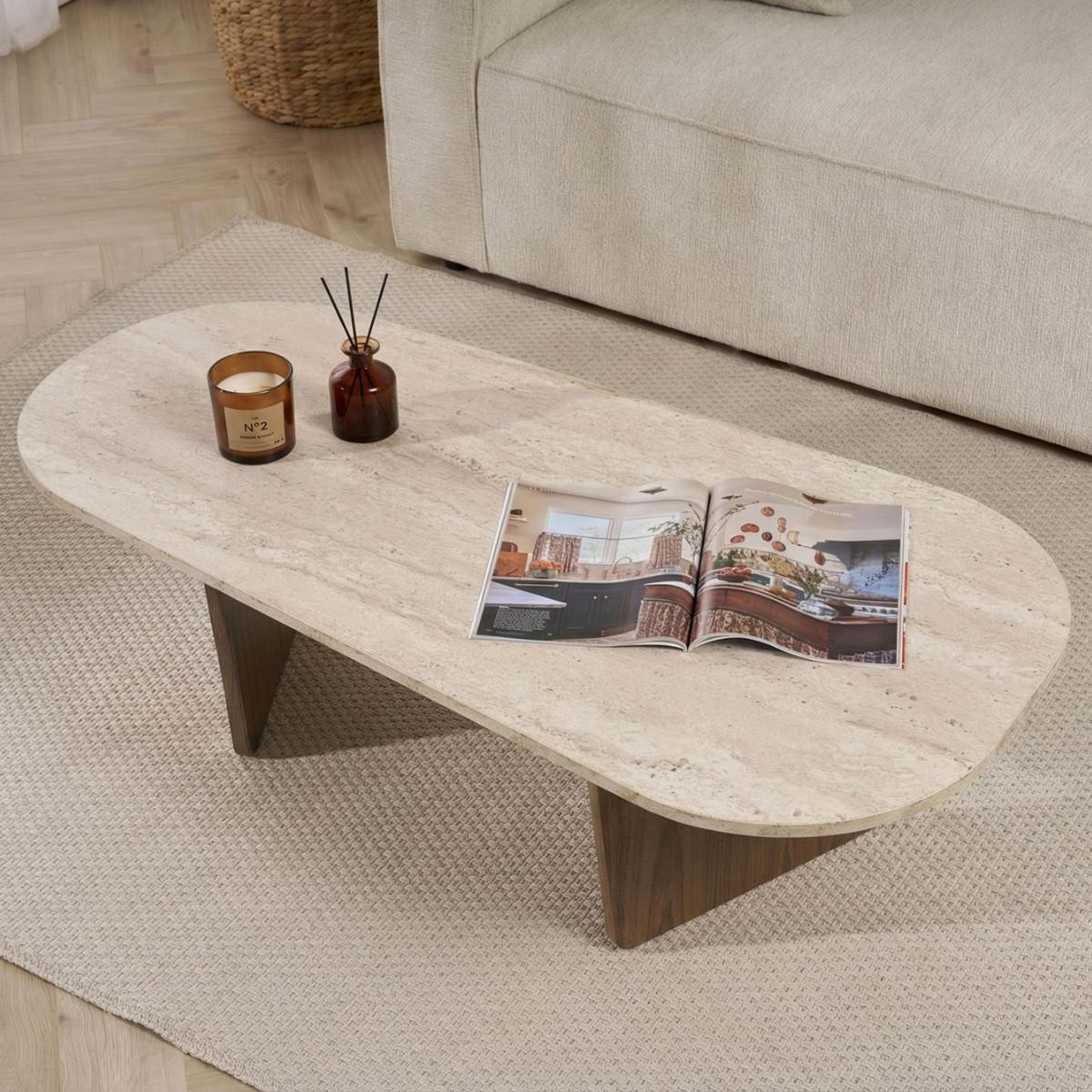 COUCHTISCH mit abgerundeter Tischplatte L130 cm 65/130/40 cm - Eichefarben, Holzwerkstoff (70/65/40cm) - Calicosy