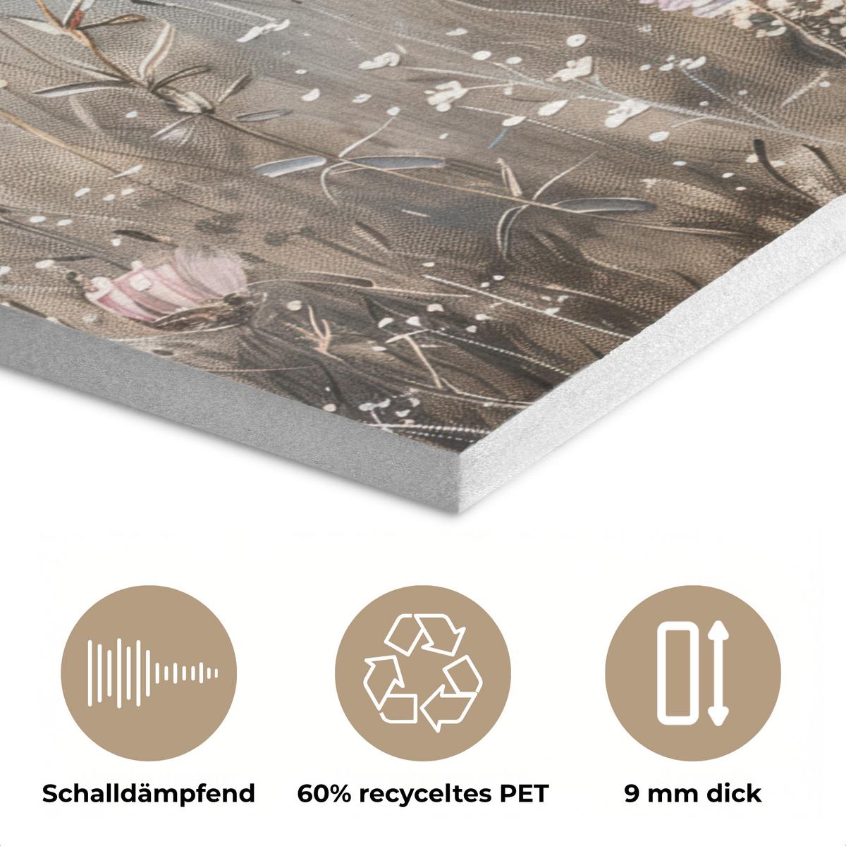 AKUSTIKBILD Blumen - Rosa - Modern - Beige Gemälde 80x60 cm - Beige, Kunststoff (80/60/0.9cm) - MuchoWow
