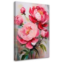 WANDBILD rosa pfingstrosen blumen pflanzen - Pink, Textil (60/90cm) - Feeby