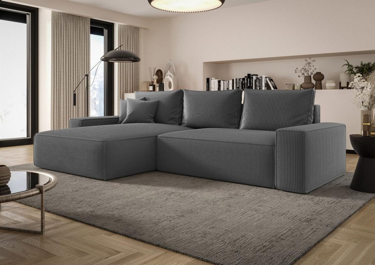 ECKSOFA Walken Mit Schlaffunktion - Grau, Holzwerkstoff/Textil (280/185cm) - Fun Möbel