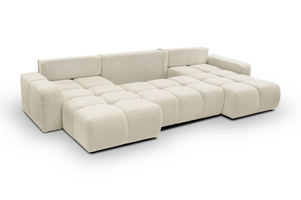 WOHNLANDSCHAFT DUCA U Beige Jersey mit Schlaffunktion - Beige, Holz (359/88/177cm) - MASSENO