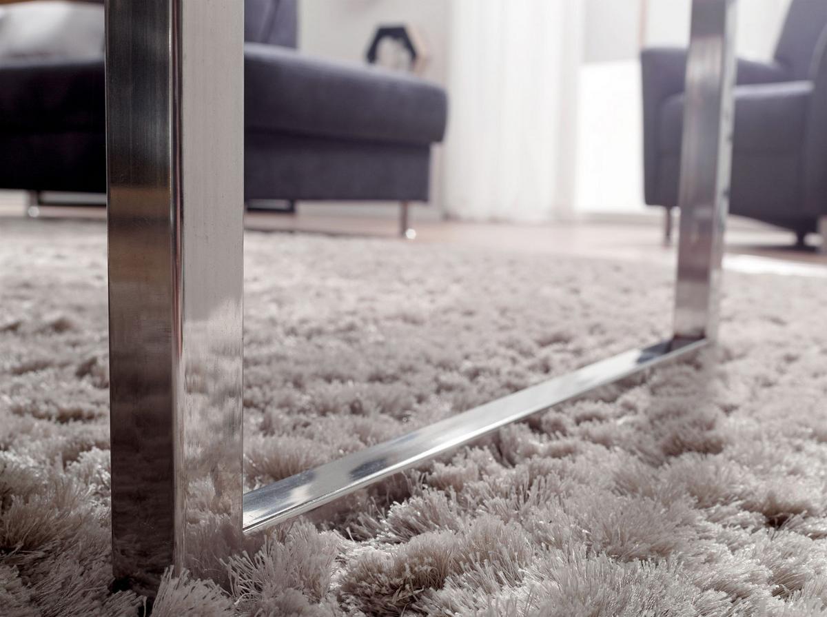 COUCHTISCH Massivholz mit Chromfüßen Handgefertigt, Beige 120x60x40 cm - Beige/Silberfarben, Holz/Metall (60/120/40cm) - KADIMA DESIGN